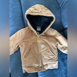 Carhartt Kids' Brown Canvas Hooded Zip Front Jacket